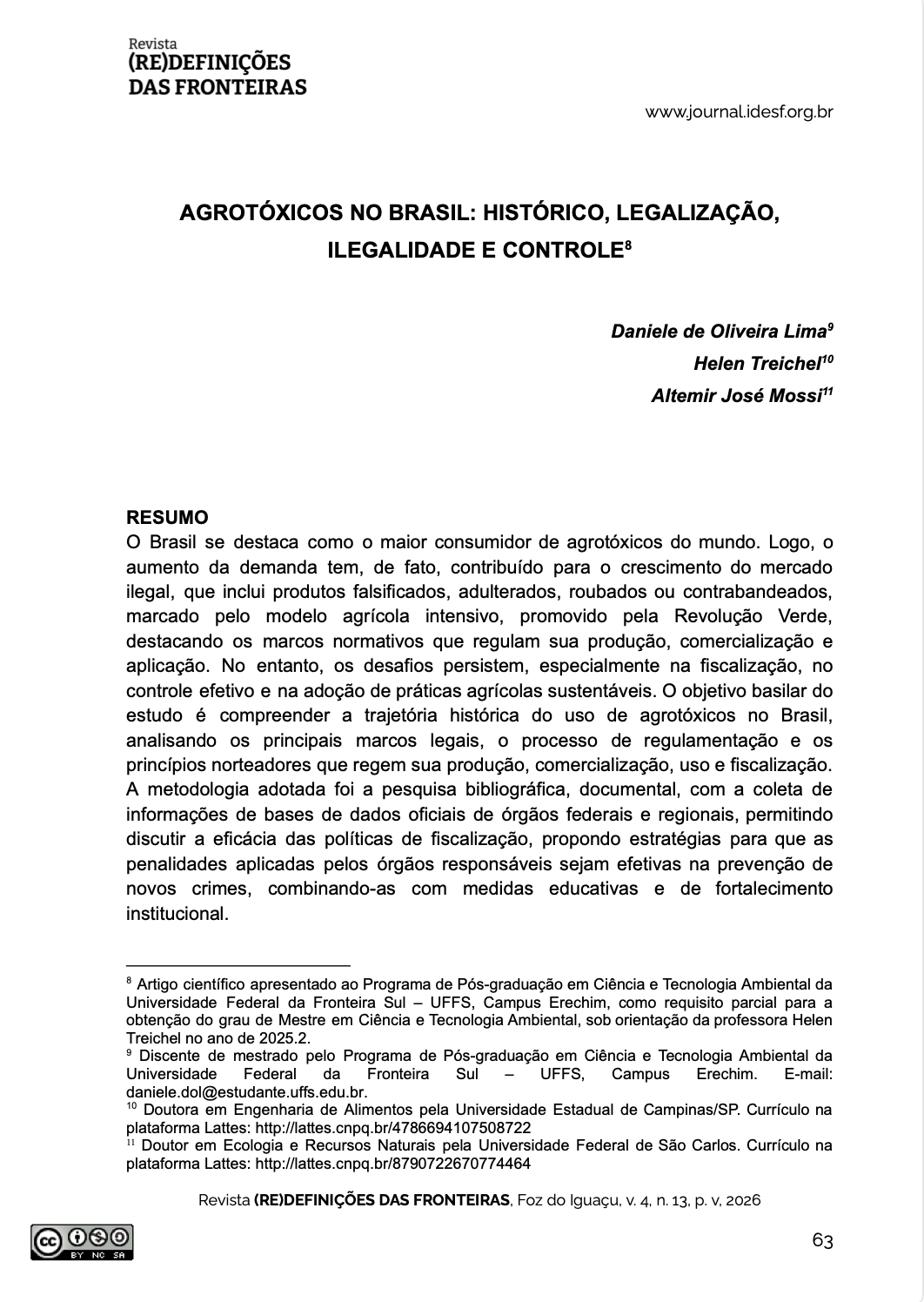 Capa do artigo Agrotóxicos no Brasil